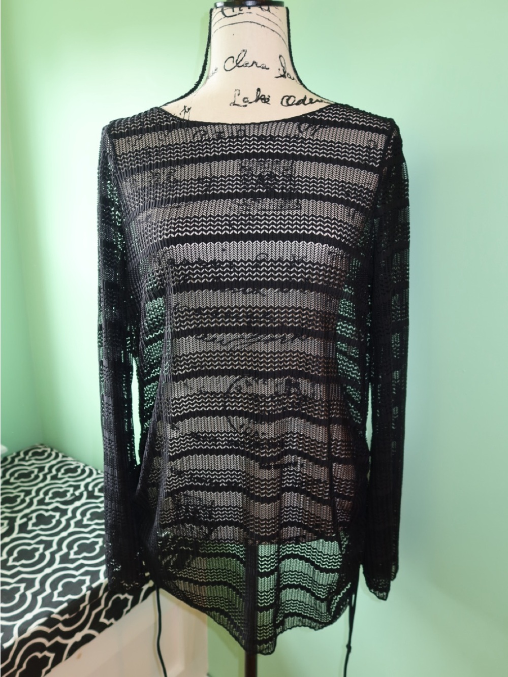 SHEIN Women's Black Sheer cover up